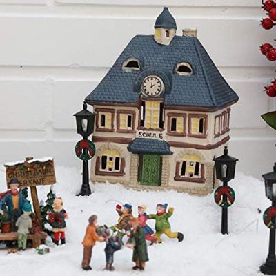 Lichthuis "School" van porselein, Kleurrijk (B/H/D) 12x18x10cm