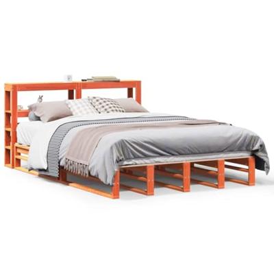 Bedframe zonder matras massief grenenhout wasbruin 135x190 cm