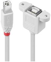 Lindy 31800 verlengkabel USB 2.0, type B, mannelijk/vrouwelijk, 0,5 m, grijs - thumbnail