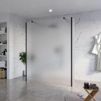 Fortifura Galeria Vrijstaande Inloopdouche - 160x200cm - Glas mat - antikalk - 8mm veiligheidsglas - 2 zijwanden 30cm - wandsteunen en hoekprofielen - Zwart mat SW927767 2x/SW797932/SW797931 2x/SW358025 2x - thumbnail
