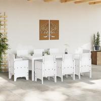 9-delige tuinset met kussens in wit poly rattan - thumbnail