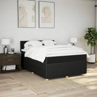 Boxspring met matras stof zwart 140x190 cm - thumbnail