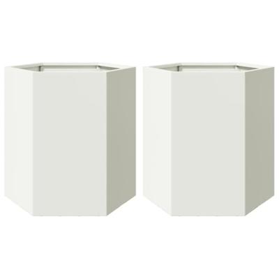 VidaXL Plantenbakken 2 st zeshoek 46x40x45 cm staal wit