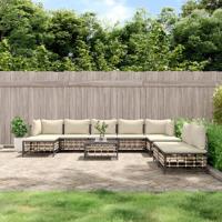 10-delige Loungeset met kussens poly rattan antracietkleurig - thumbnail