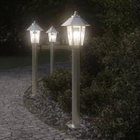 VidaXL Vloerlamp voor buiten 3 st 80 cm roestvrijstaal zilverkleurig - thumbnail