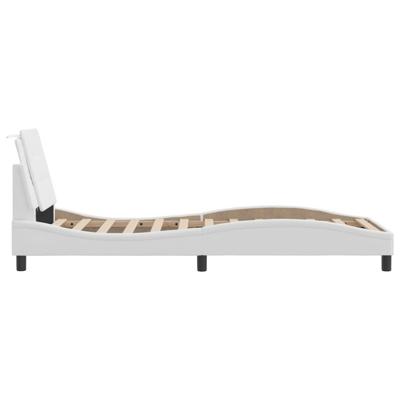 Bedframe met LED-verlichting kunstleer wit 90x200 cm