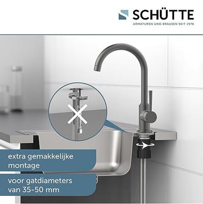 CORNWALL ééngreepsmengkraan keuken met ronde uitloop, grafiet mat elegante kraan met hoge ronde uitloop en draaibereik 360° energiebesparing door cold start functie keramische schijven geluids - thumbnail