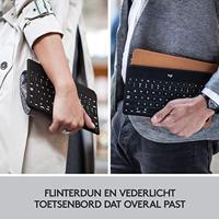 Logitech Keys-To-Go Draadloos Bluetooth Keyboard voor iPhone, iPad, Smartphone, Tablet, Windows, Apple TV, Ultra-Dun, Ultra-Licht, Sneltoetsen, QWERTY UK Layout - Zwart - thumbnail