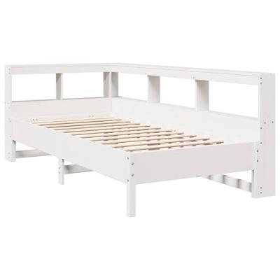 Bed met boekenkast zonder matras grenenhout wit 75x190 cm - thumbnail