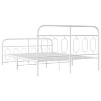 Bedframe met hoofd- en voeteneinde metaal wit 140x200 cm - thumbnail