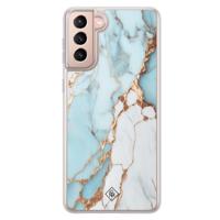 Samsung Galaxy S21 hybride hoesje - Marmer lichtblauw - thumbnail