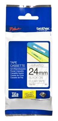 Labeltape Brother P-touch TZe-151 standaard 24mm zwart op transparant