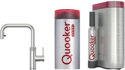 Quooker Flex Square met COMBI boiler en CUBE reservoir 5-in-1 kokendwaterkraan RVS
