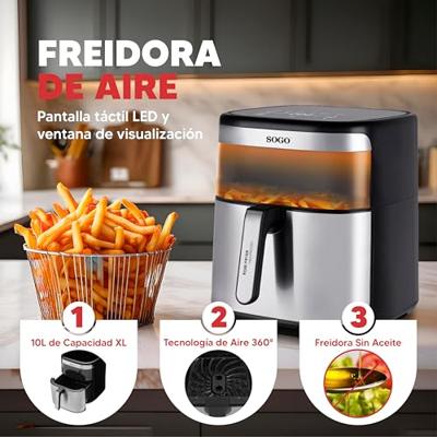 SOGO Human Technology Vision PRO1700 Airfryer 10 l 1700 W Zwart, RVS SOGO Human Technology Vision PRO1700 Airfryer 10 l 1700 W Zwart, RVS