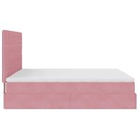 Ottoman bed met matrassen 180x200cm fluweel roze - thumbnail