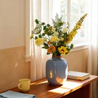 Handgebonden kunstboeket Vivianne Florence - Geel/Groen - thumbnail