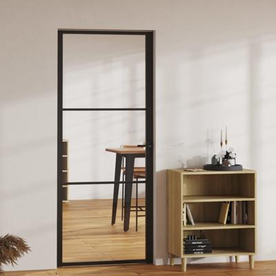 VidaXL Binnendeur 83x201,5 cm esg-glas en aluminium zwart