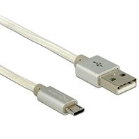 DeLOCK 2m, USB2.0-A/USB2.0 Micro-B USB-kabel USB A Micro-USB B Zilver, Wit - thumbnail