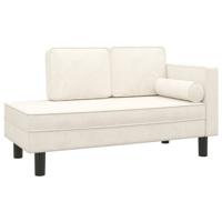 Chaise longue met kussens en bolster fluweel crèmekleurig - thumbnail