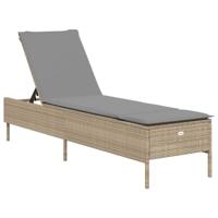 Ligbed met kussen poly rattan beige - thumbnail