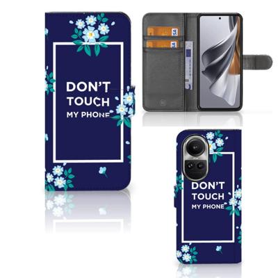 OPPO Reno10 | 10 Pro Portemonnee Hoesje Flowers Blue DTMP OPPO Reno10 | 10 Pro Portemonnee Hoesje Flowers Blue DTMP