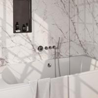 Chrome Carving thermostatische inbouw badkraan SET 01 met badvulcombinatie en handdouche - thumbnail