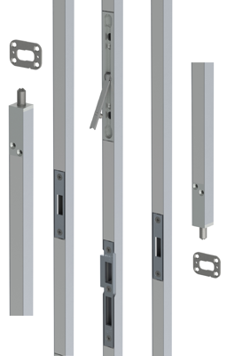 Nemef 5091 Veiligheidsinbouwespagnolet | SKG*** | lengte 3200 | RAL9006 | sluitplaat P 5092/12 | DR 1+2+3+4 | aluminium / kunststof - A000324371