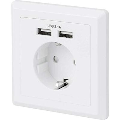 Sygonix SY-5045294 Stopcontact (inbouw) Aanraakbeveiliging, Met USB-laaduitgang IP20 Wit