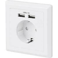 Sygonix SY-5045294 Stopcontact (inbouw) Aanraakbeveiliging, Met USB-laaduitgang IP20 Wit - thumbnail