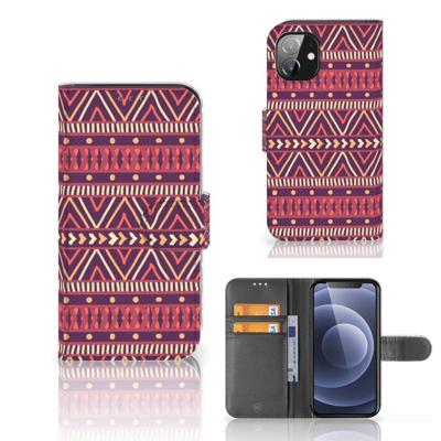 Apple iPhone 12 Mini | Telefoon Hoesje | Aztec Paars | Portemonnee hoesje