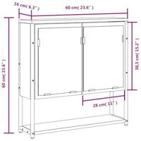 Badkamerspiegelkast 60x16x60 cm bewerkt hout zwart - thumbnail