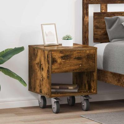 Nachtkastje 2 pcs Gerookt eiken 40,5 x 40 x 48 cm Bewerkt hout