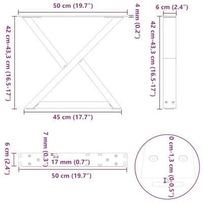 Salontafelpoten 2 st 50x(42-43,3) cm staal antraciet
