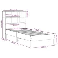 Bed met boekenkast zonder matras grenenhout wasbruin 75x190 cm - thumbnail