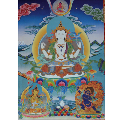 Thangka Reproductie - Chenrezig 4 armen Thangka Reproductie - Chenrezig 4 armen