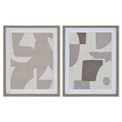 Canvas Home ESPRIT Beige Grijs Abstract Modern 40 x 3 x 50 cm (2 Stuks)