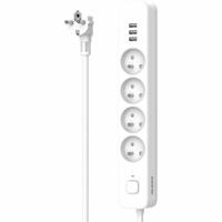 Stekkerdoos - QUARX - 4 stopcontacten - Met 3 USB-poorten, 1,5m kabel - thumbnail