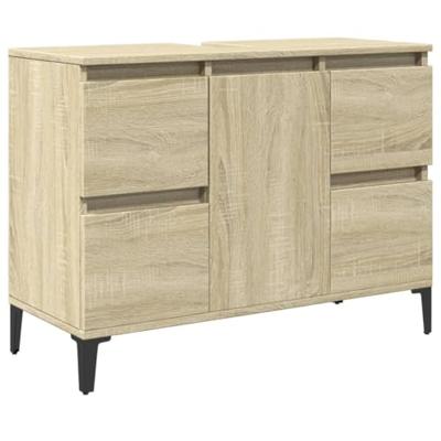 Wastafelkast 80x33x60 cm bewerkt hout sonoma eikenkleurig