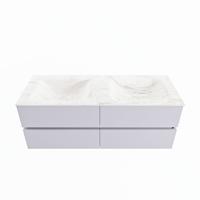 MONDIAZ VICA-DLUX 130cm badmeubel onderkast Cale 4 lades. Inbouw wastafel CLOUD dubbel zonder kraangat, kleur Ostra. - thumbnail