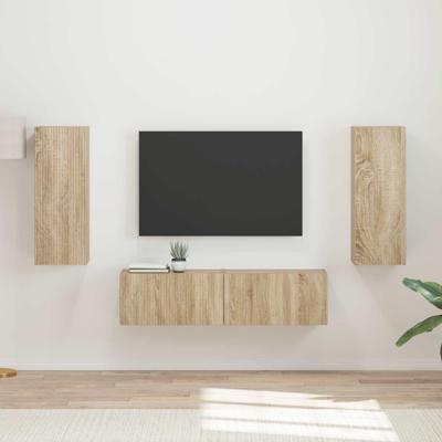 Tv-meubelset Wandgemonteerd 2 pcs Sonoma Eiken Bewerkt hout