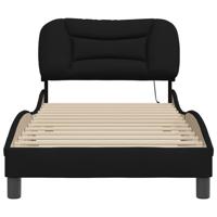 Bedframe met LED zonder matras 140x190 cm stof zwart - thumbnail