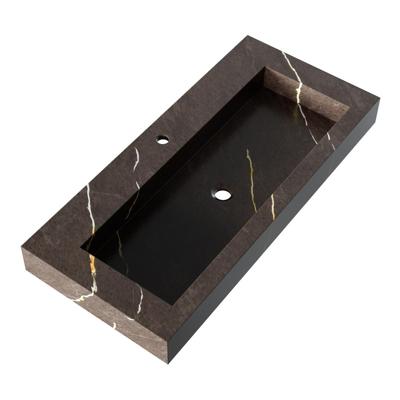 Brauer Coral Wastafel - 100 cm - met 1 Spoelbak en 1 Kraangat - Marmerlook Copper Brown