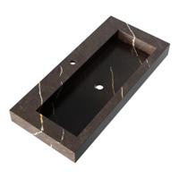 Brauer Coral Wastafel - 100 cm - met 1 Spoelbak en 1 Kraangat - Marmerlook Copper Brown - thumbnail