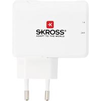 Skross 38565 USB-oplader 2x USB-A Wit, Zilver Binnen - thumbnail