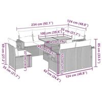 9-delige Loungeset met kussens poly rattan zwart - thumbnail
