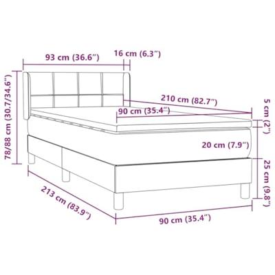 Boxspring met matras fluweel lichtgrijs 90x210 cm