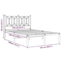 Bedframe met hoofdbord metaal wit 120x190 cm - thumbnail