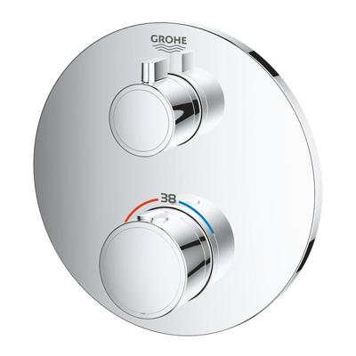 Grohe Grohtherm Inbouwthermostaat - 2 knoppen - zonder omstel - rond - chroom 24075000 Grohe Grohtherm Inbouwthermostaat - 2 knoppen - zonder omstel - rond - chroom 24075000