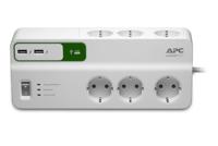 APC by Schneider Electric PM6U-GR Overspanningsveilige stekkerdoos 6-voudig Wit Randaarde stekker 1 stuk(s) - thumbnail