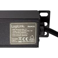 LogiLink PDU9C02 19 inch Stekkerdoos voor patchkast 1 HE Geaarde contactdoos Met schakelaar Zwart - thumbnail